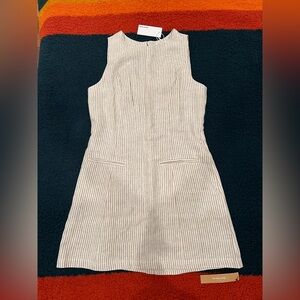 Reformation Beige Striped Mini Dress. NWT